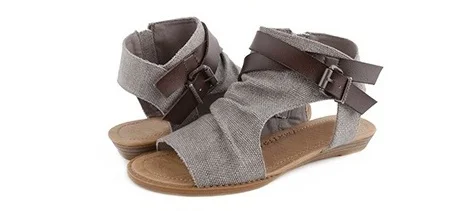 style 1 grey Летние сандалии для женщин; Sandalias; обувь на плоской подошве; Вьетнамки; повседневная обувь на танкетке со складками; модная летняя обувь с пряжкой на ремешке - Цвет: style 1 grey