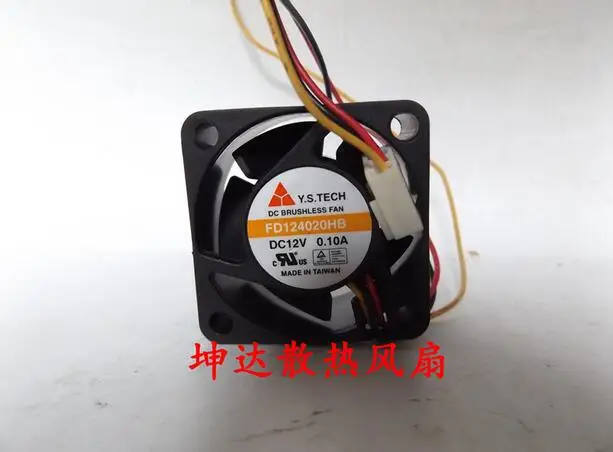 . FD124020HB 40*40*20 4 см 0.10A 12 В 3-проводной бесшумный вентилятор