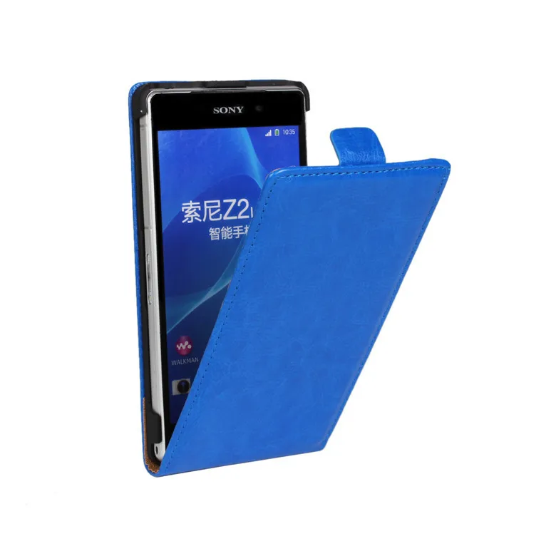 Синий Чехол-книжка для sony Xperia Z2 D6503 D6502 L50W, вертикальный Магнитный чехол-книжка, кожаный чехол-книжка для sony Z2 - Цвет: Синий