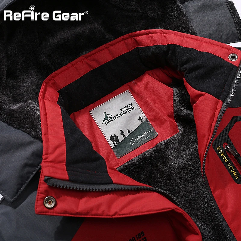 ReFire Gear зимняя теплая водонепроницаемая ветровка мужская Толстая флисовая