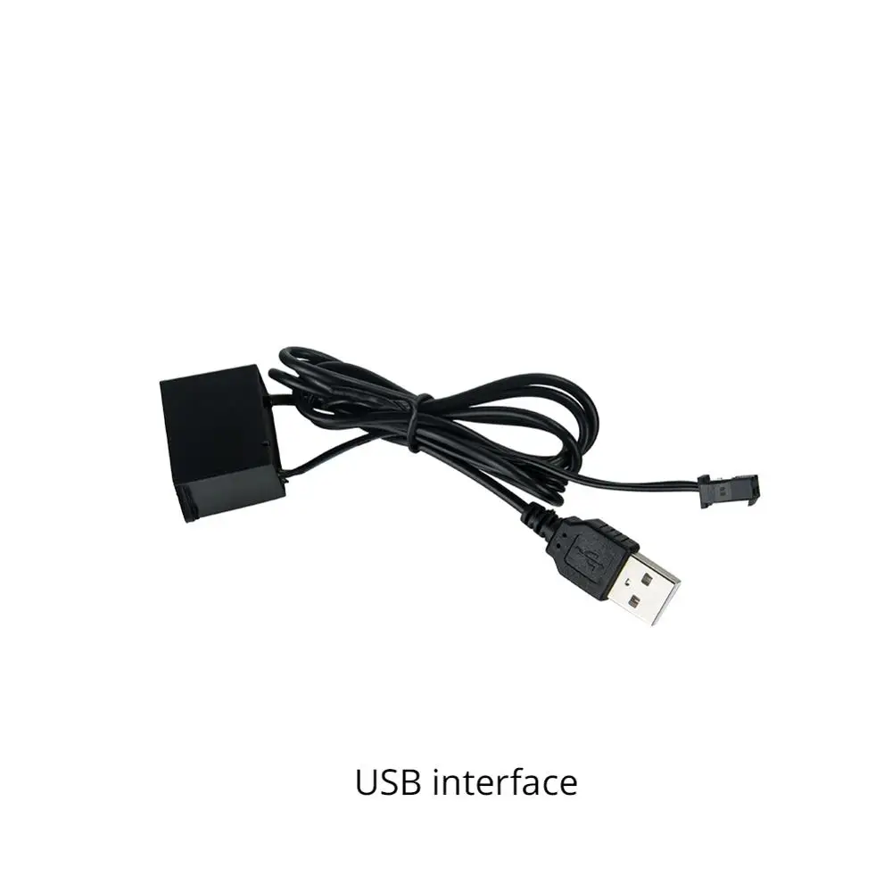 USB Interface 1 м, 2 м, 3 м, 4 м, 5 м, неоновый светильник, EL Wire, 3 режима, 10 цветов, светодиодный светильник с контроллером для автомобиля, танцевальной вечеринки, декоративный светильник для велосипеда - Испускаемый цвет: USB Interface