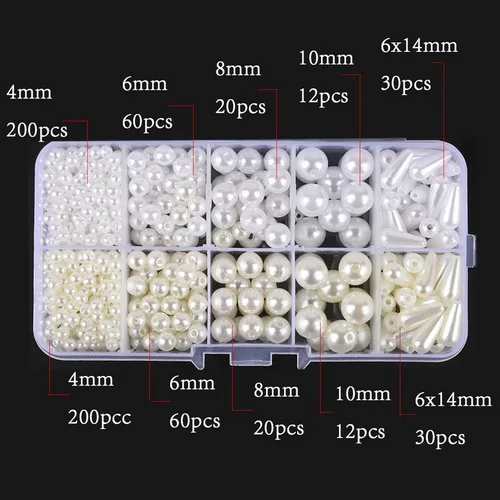 600Pcs 600-1300 шт./лот 4/6/8/10 мм Мульти Размеры цветной жемчуг искусственный жемчуг бусины ABS Комплект световой короб для хранения Ремесла для DIY Украшение для альбома - Цвет: 600Pcs