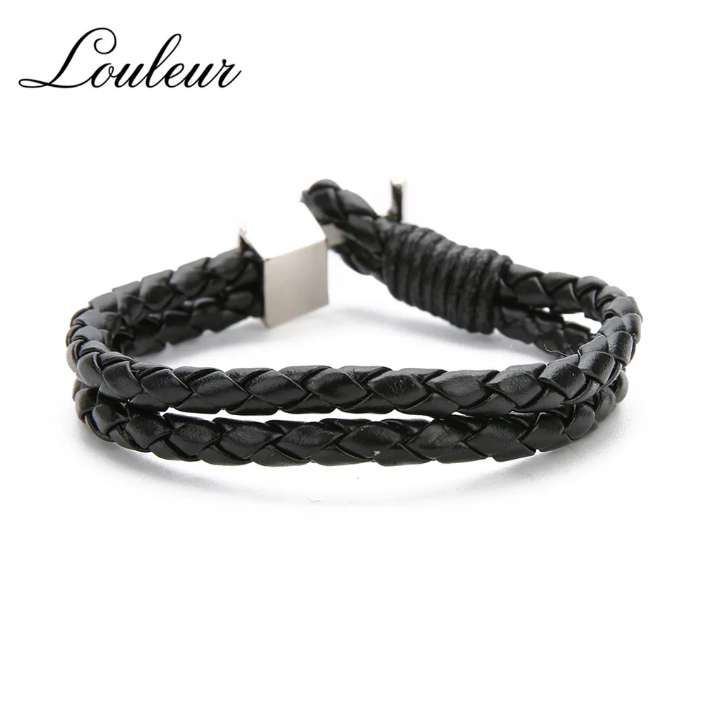 Louleur панк черный/коричневый/белый/синий кожаный плетеный браслет мужские
