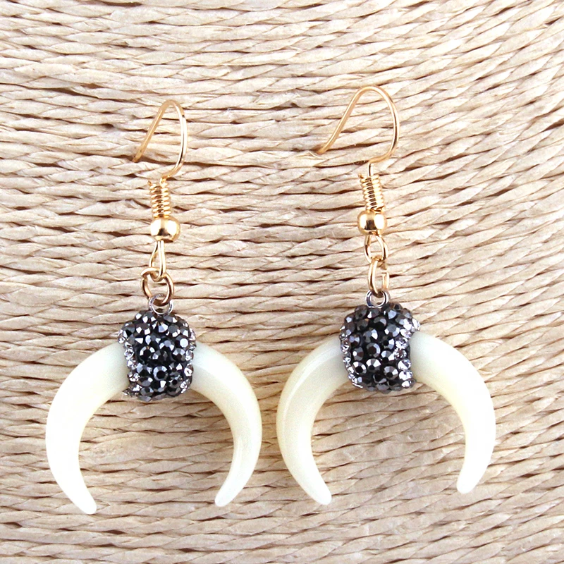 

MOODPC Free shipping Fashion Ox Horn Moon Pendant Metal Drop Earring