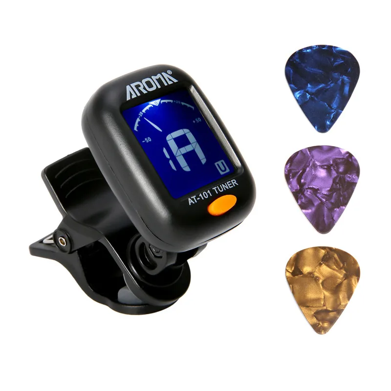Портативный цифровой клипсовый электрогитарный тюнер ЖК дисплей для бас гитары