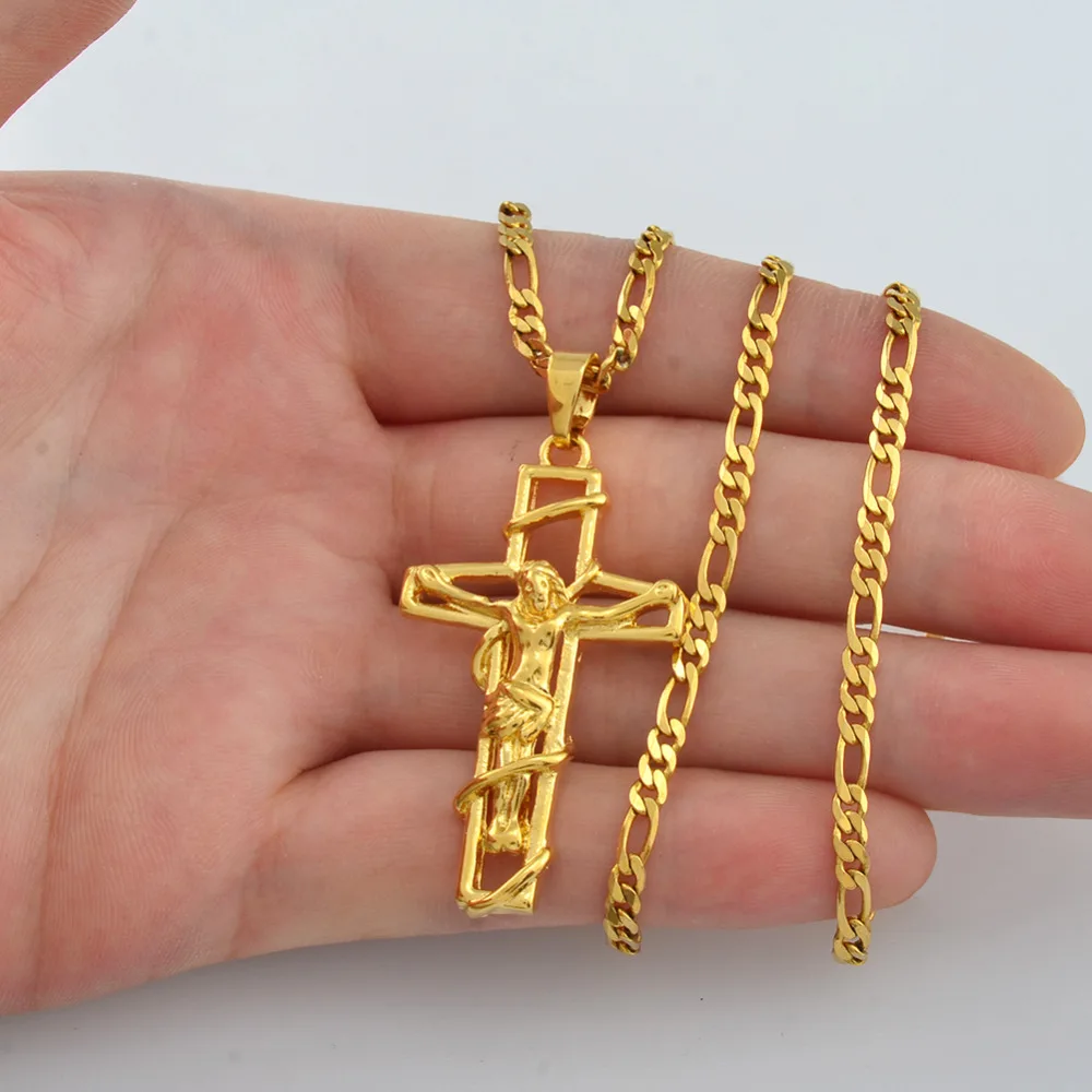 Ожерелье с подвеской Anniyo Crucifixion of Jesus Cross для мужчин оптовая продажа ювелирных