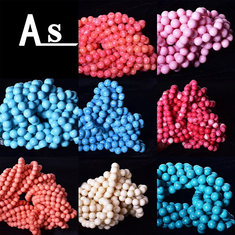 Разноцветные шарики из натурального камня Asingeloo для изготовления ювелирных