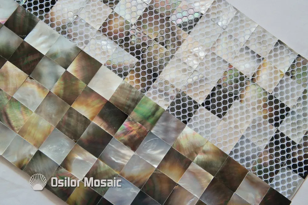Free shipping 100% blacklip sea shell natural black color seamless mother of pearl mosaic tile for interior house decoration |