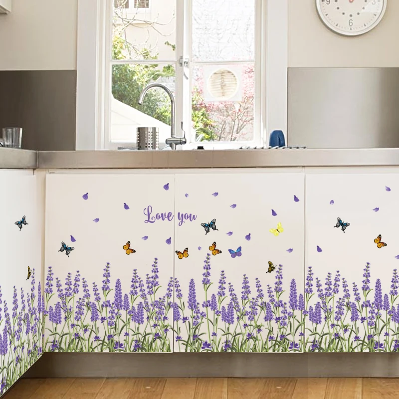 [Fundecor] фиолетовые Лавандовые наклейки на стену домашний декор для гостиной кухни