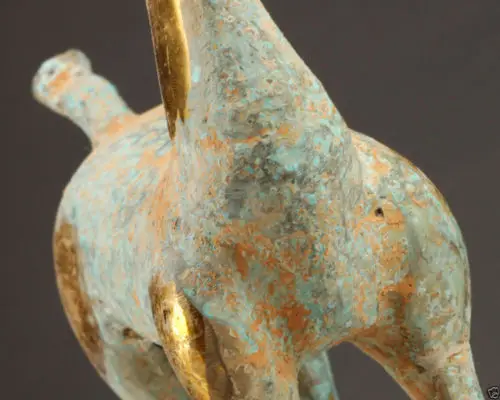 Состаренная старая китайская Классическая медная яркая статуя оленя|statue| |