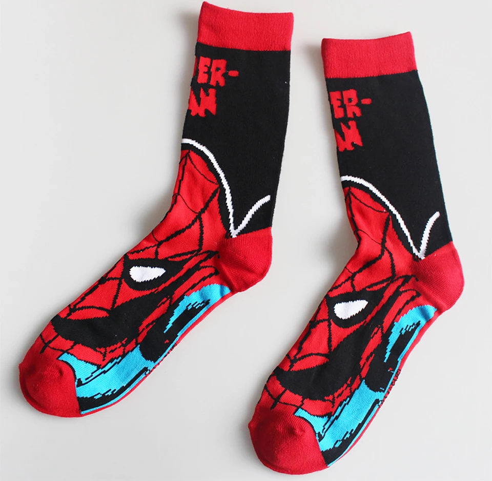 Hot Sale Brand Quality Cartoon Superman Men's Fashion Sock Colorful Combed Cotton Wedding Novelty Funny Happy Socks Men Meias