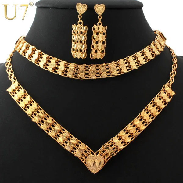 Комплект из колье и серёг желтого золотого цвета|fashion necklace set|necklace setnecklace sets for women |