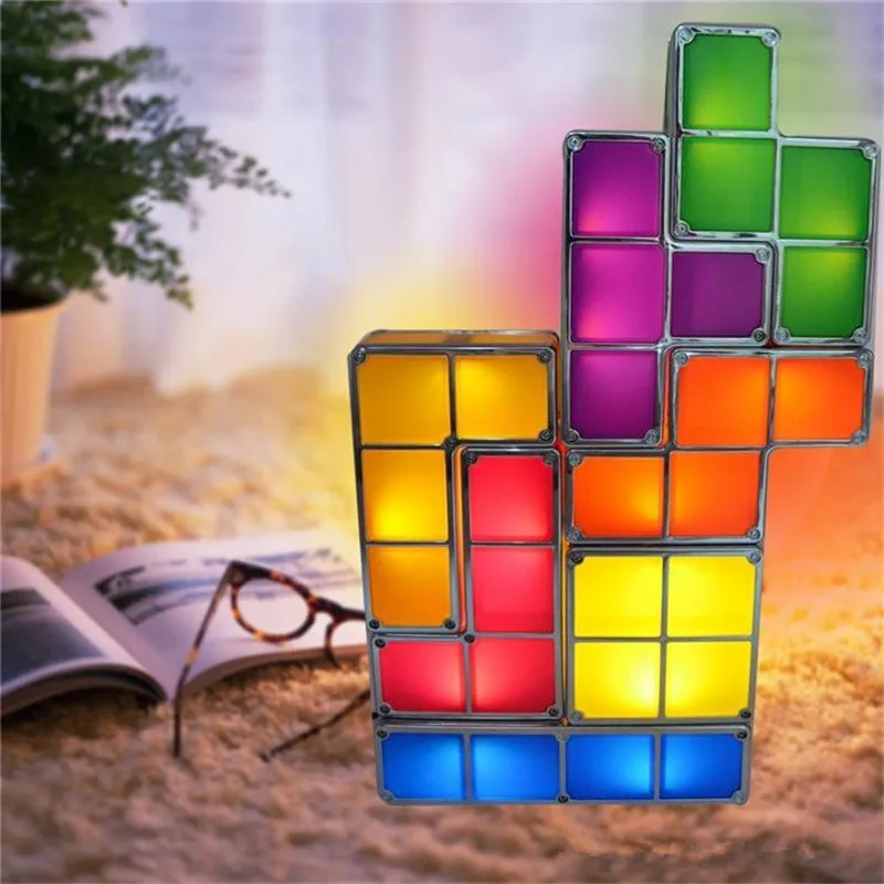 Лампа головоломка Tetris светодиодсветодиодный конструкционная настольная