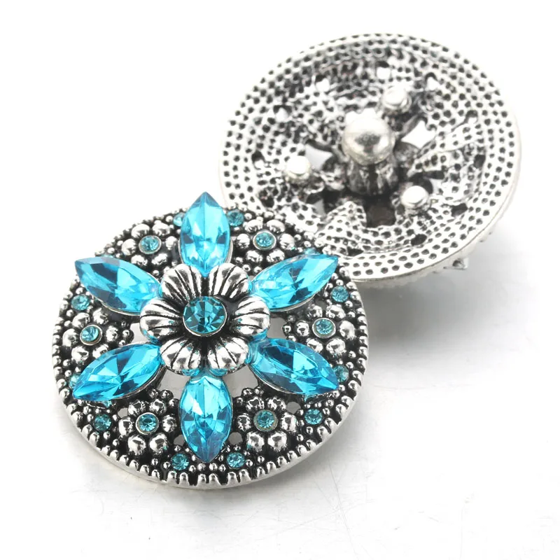

10pcs/lot Snap Jewelry High Quality Rhinestone Flower Metal Snap Buttons for 18mm Snap bracelet Wholesale jewelry 4551