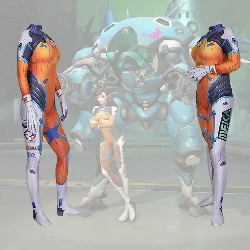 Женский костюм из черничной кожи D.Va OW боди с кожей Zentai|Игровые костюмы| |