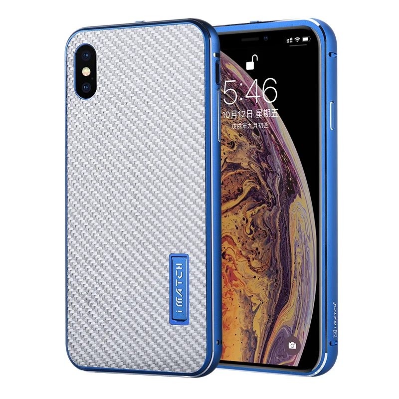 iMatch Алюминиевый металлический бампер и настоящий чехол из углеродного волокна для iPhone XS/XS MAX задняя крышка Роскошный чехол для телефона s для iPhone X