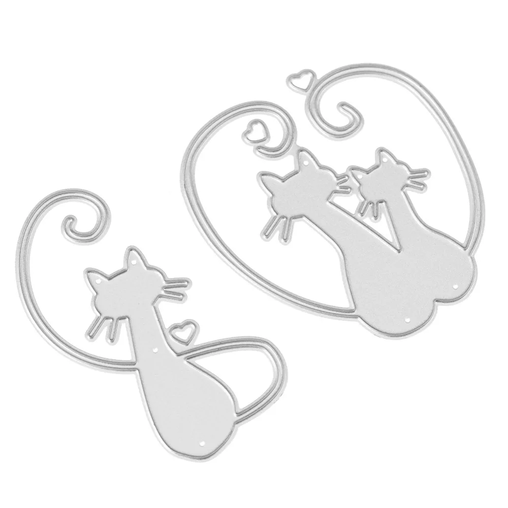 2 шт./компл. Романтический металлический трафарет в виде кошки для рукоделия