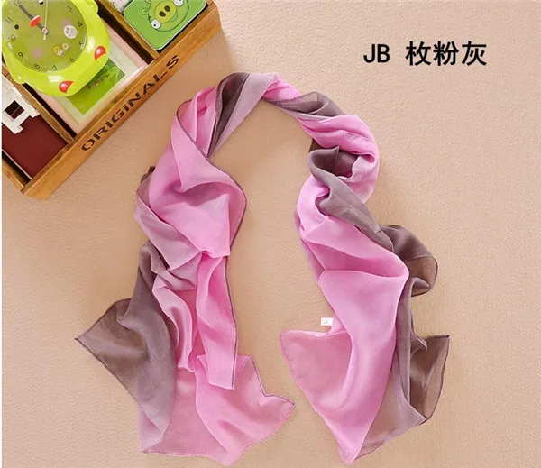 Длинная шифон градиент шелк шарф для женщины весна осень 160 * 50 см|silk scarf dying|silk winesilk