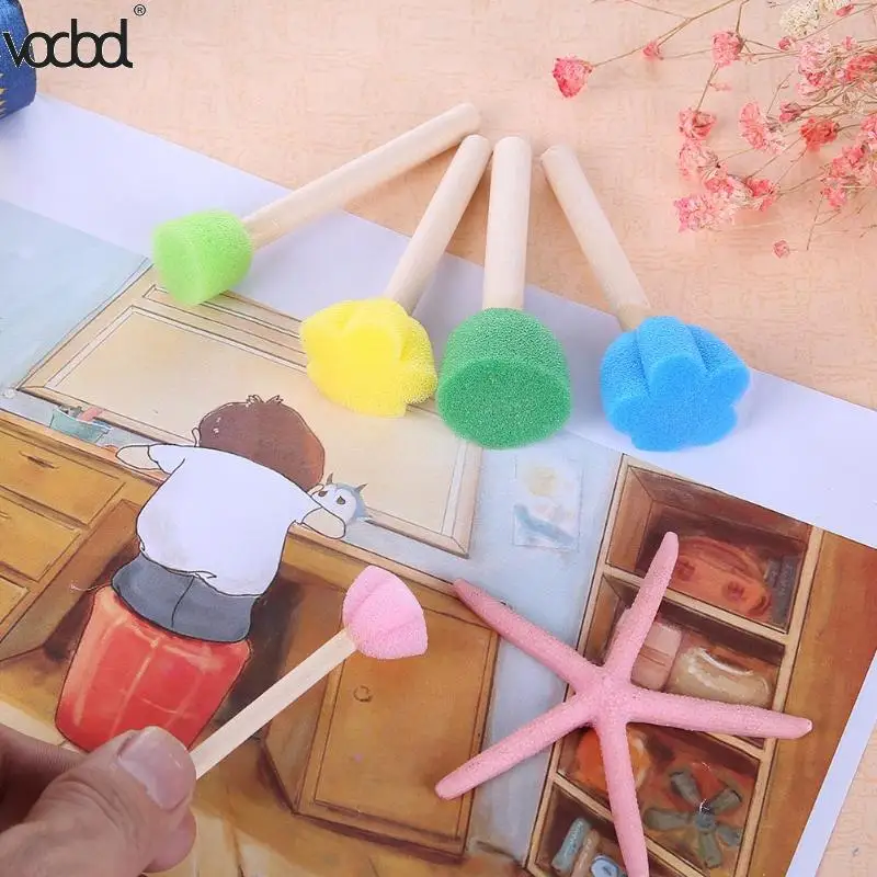 5 шт. DIY деревянная губка граффити живопись кисти для детей Рисование игрушки детский сад раннее образование игрушки канцелярские принадлежности