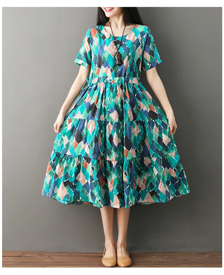 Женское винтажное платье с коротким рукавом повседневное свободное постельное