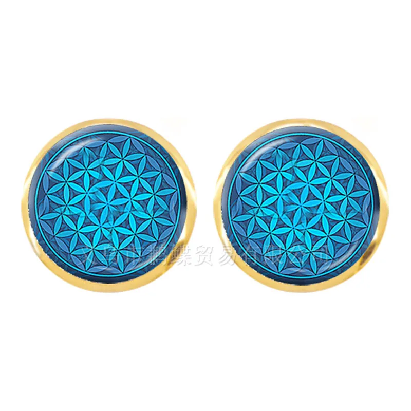 Charm Mandala Art Picture Earrings Henna Crystal Earring Yoga Om Symbol Zen Buddhism Glass For Women Girls Jewellery | Украшения и