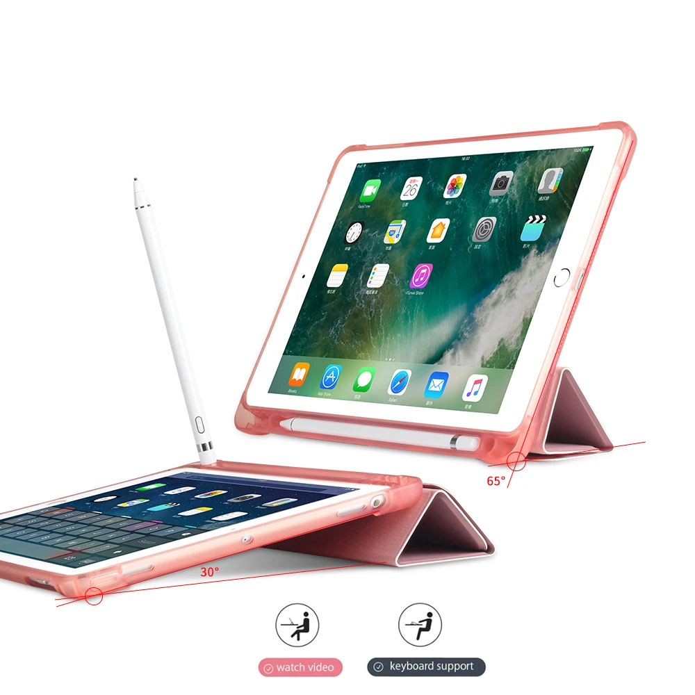Чехол карандаш ZAIWJ из ТПУ с подставкой для iPad 9 7 10 2 дюйма чехол Pro 5 Air 3 1 умный ПУ