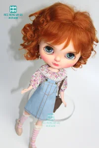 Одежда для куклы Blyth 1 шт., модное джинсовое платье на бретельках, полосатые колготки для куклы Blyth , Azone, obitsu, FR 16