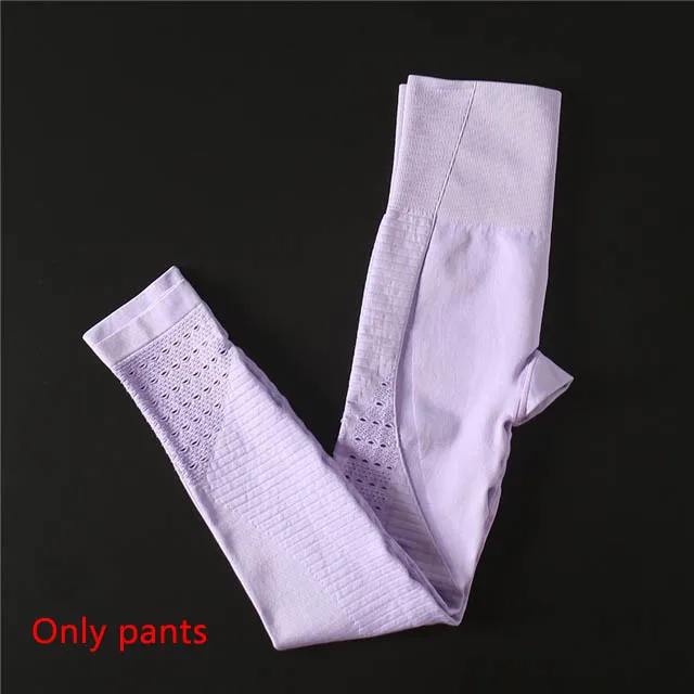Violet pants 2 шт./компл. Бесшовные Спортивный костюм Для Женщин Йога набор мягкий пуш-ап спортивный бюстгальтер Фитнес Костюмы женские эластичные леггинсы, брюки для девочек - Цвет: Violet pants
