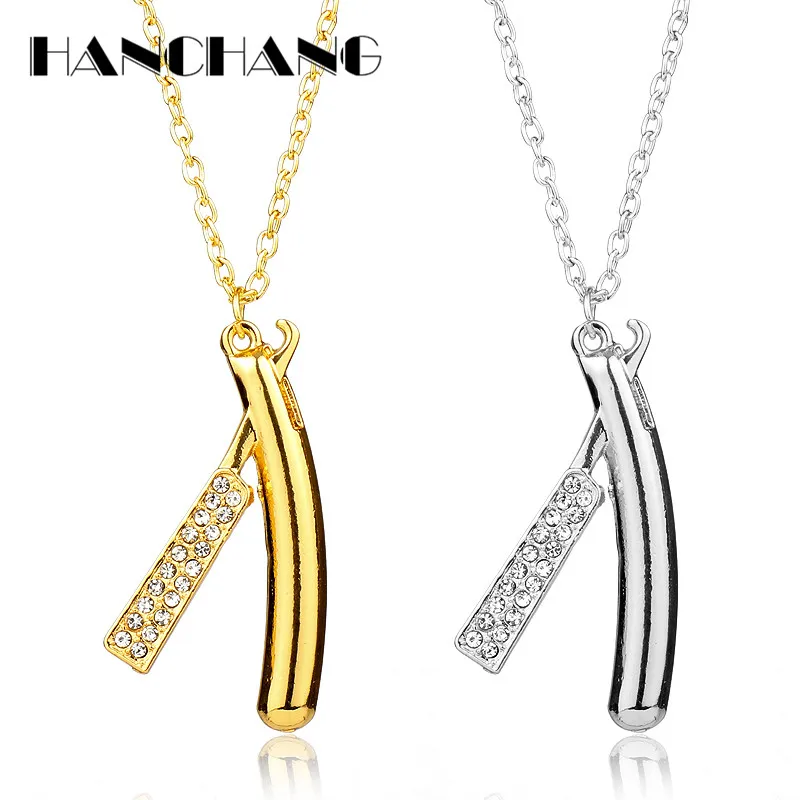 Инструменты для парикмахерской Ожерелье Стразы кулон бритва ожерелье цепочка