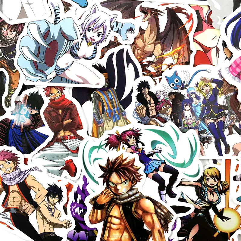 50 шт./лот, японское аниме, Fairy Tail ПВХ, водостойкая наклейка для мотоцикла, чемодана, ноутбука, скейтборда, багажа, ноутбука, скутера