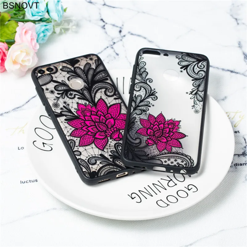 Huawei P Smart Case huawei Cover силиконовый чехол для телефона кружевной цветок Роза Enjoy 7 s