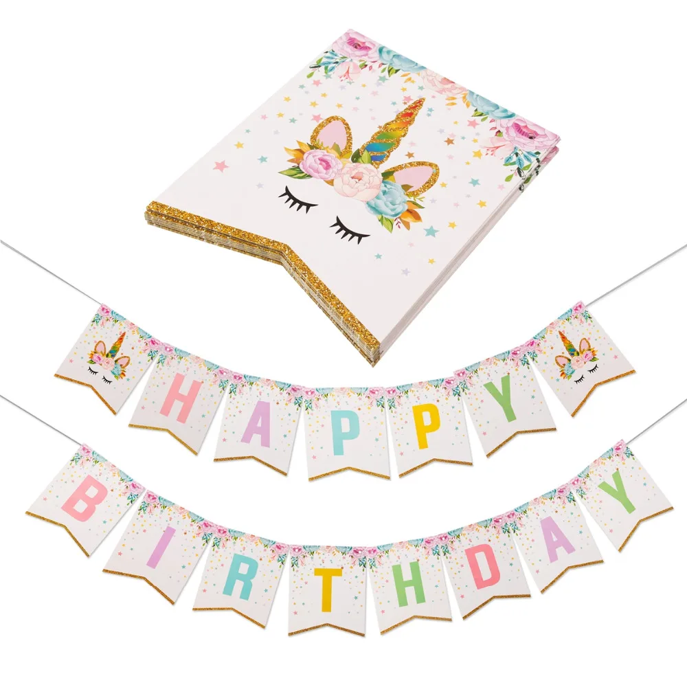 HBD unicorn banner STARLZMU 1 шт Единорог воздушные шары День рождения украшения Детские гелиевые шары с персонажами мультфильмов Единорог вечерние украшения Balony - Цвет: HBD unicorn banner