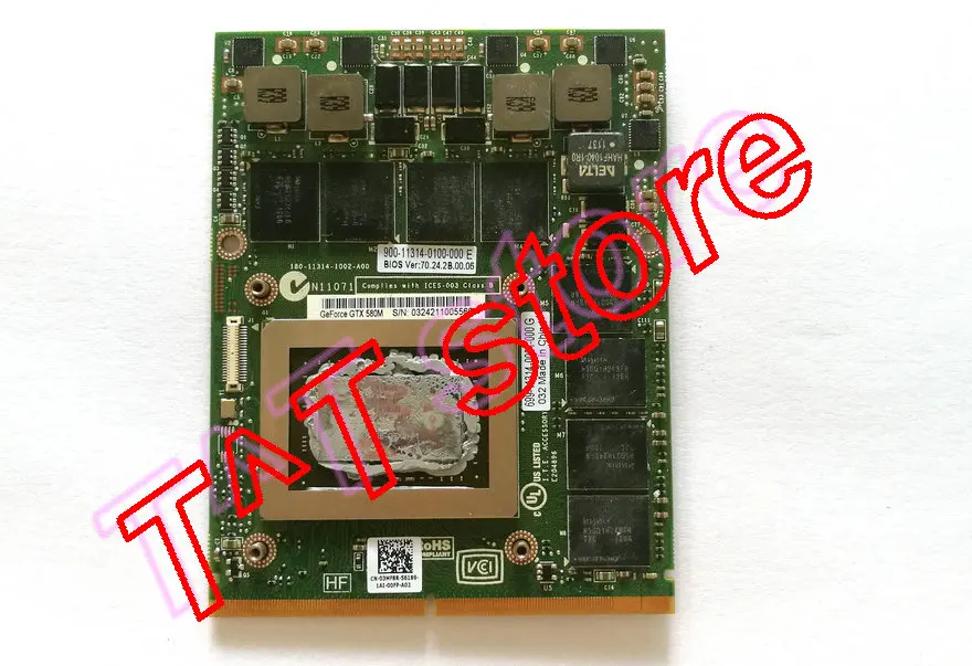 Оригинальный GTX580M GTX 580M Φ 2G MXM GDDR5 3MF8R 03MF8R N12E GTX2 A1 для M17X M18X графическая видеокарта