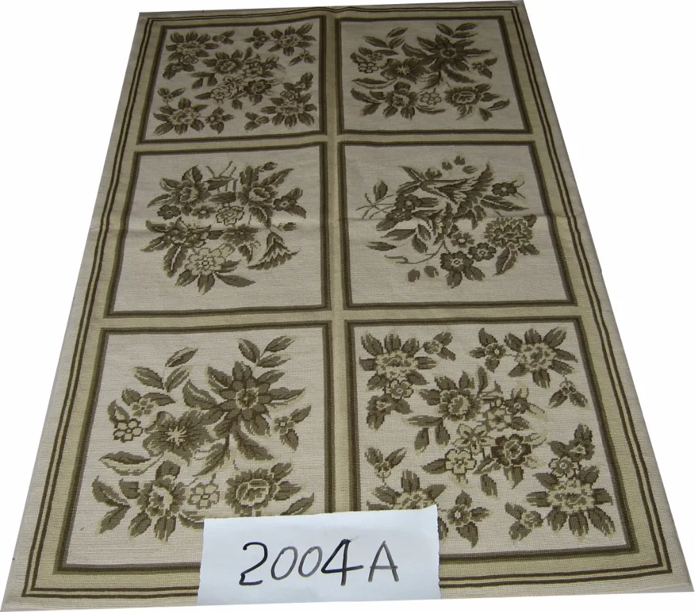 

Free shipping 10K 6'x9' medium carpets needlepoint woolen rugs with flowers design high quality handmade for home decoration