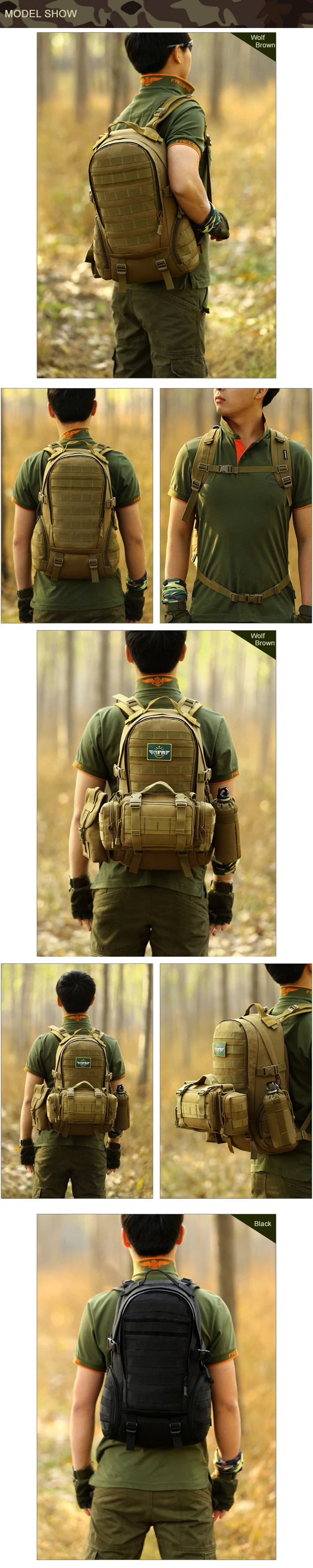 Походные сумки водостойкие Molle рюкзак военный 3 P тренажерный зал школа треккинг Ripstop Woodland тактическое снаряжение для мужчин 35L Прямая