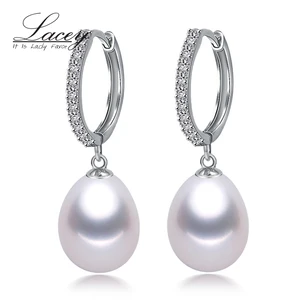 Freshwater Pearl Hoop Earrings,Natural Pearl Earrings Jewelry 925 Silver Earrings For Women Fashion Jewelry Fine Gift