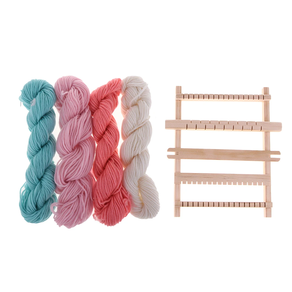 Деревянный традиционный ткацкий станок вязальные инструменты рама с 4 шерстяной