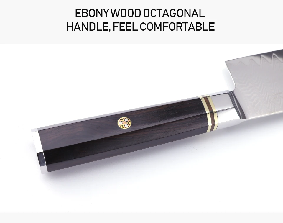 FINDKING Профессиональный 7 дюймов Santoku Ножи эбенового дерева восьмиугольная ручка лестница Pattern 67 слоев из дамасской стали Сталь японский Ножи