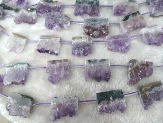 

high quality 18x25mm full strand Raw cap amethyst quartz Natural rock Quartz nuggets freeform rectangle jewelry bead