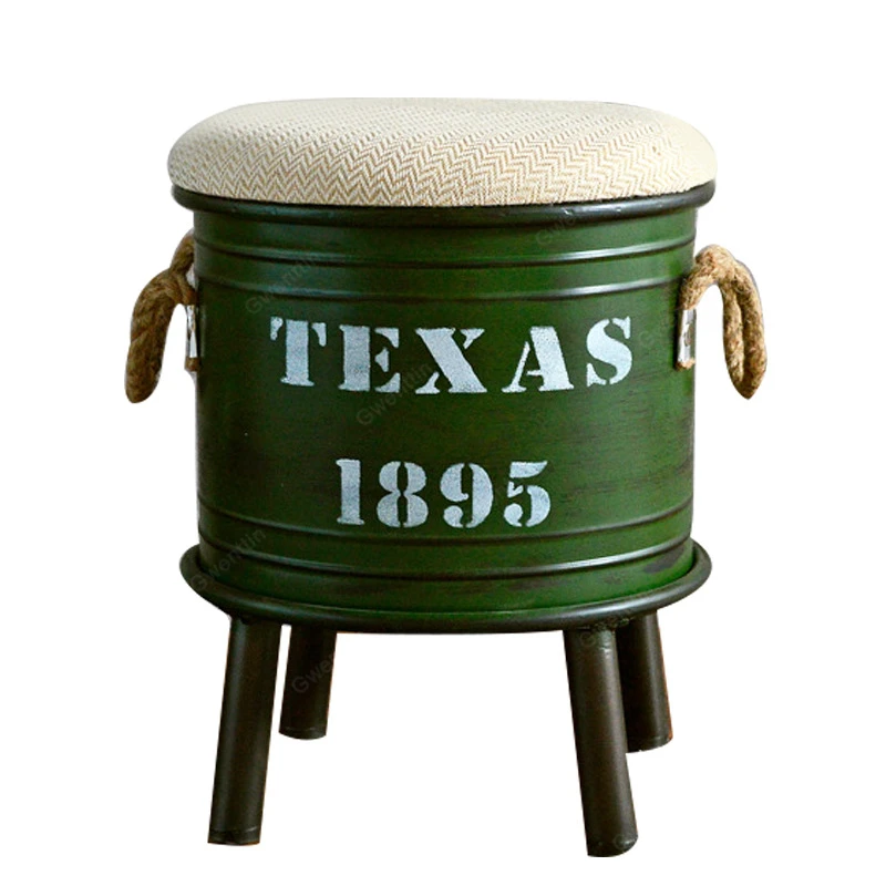 

Vintage Metal Bucket Bedroom Foot Stool Industrial Bar Stools Storage Bench Dining Chairs Sofa Home Decor Ottomans Kid Furniture