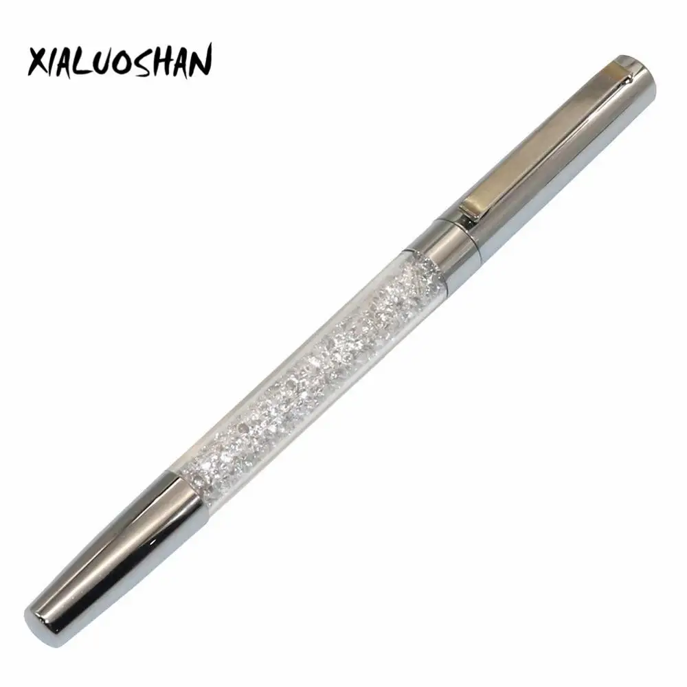 Bright silver Креативный металлический Хрустальный Алмазный Набор шариковых ручек канцтовары шариковая ручка для подписи 0,5 мм черные чернила офисные школьные принадлежности - Цвет: Bright silver