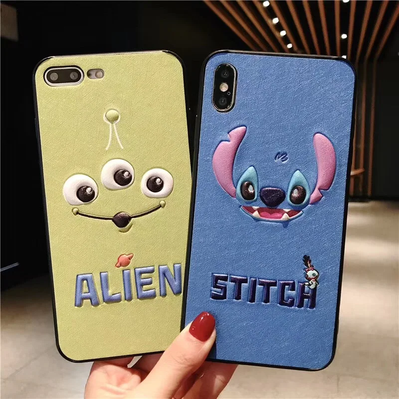 Cute Cartoon 3D Steve Three-eyed Alien Toy Story Leather Phone Case For iPhone 6 6s 7 8 Plus X Xs Max Xr stereoscopic Cover |