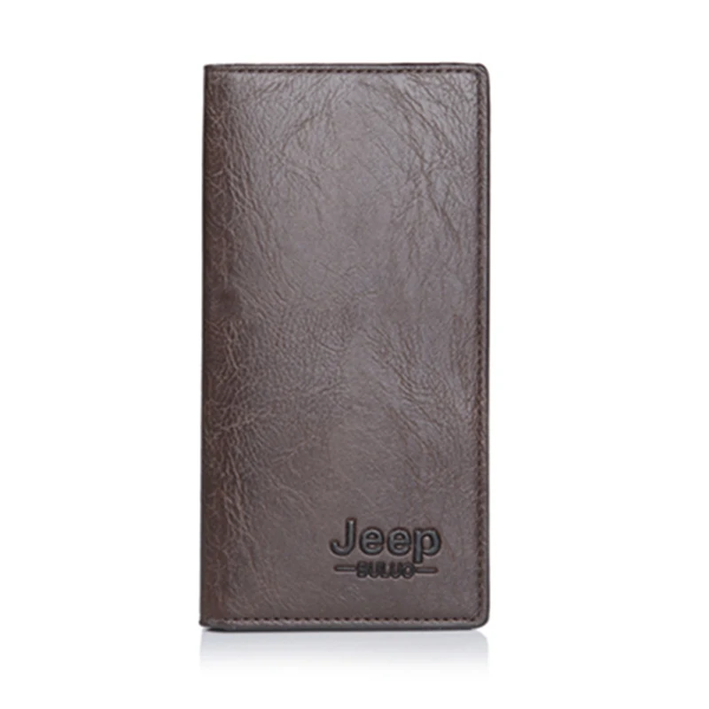 Brown Мужское кожаное портмоне jeep buluo, брендовый кошелек цвета хаки с отделением для карт, длинный бумажник с отделением для монет, деловая сумка-клатч, модель 8068, все сезоны - Цвет: Brown