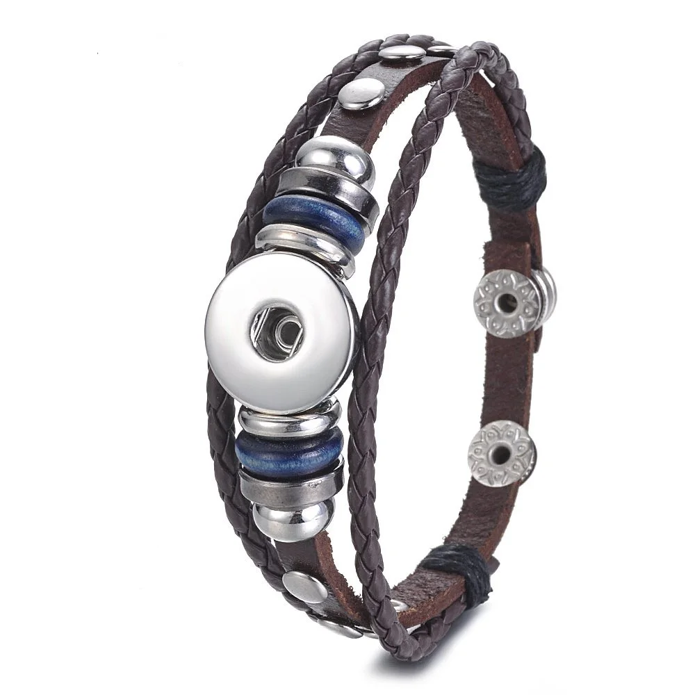 A 10 шт./лот Vocheng Имбирная Кнопка ювелирные изделия кожаный плетеный браслет 18 мм 7 цветов NN-461* 10 - Окраска металла: A