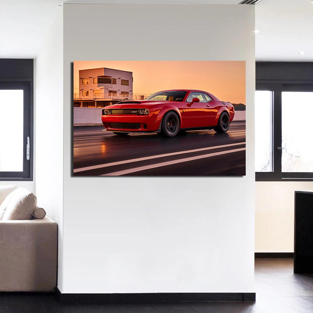 Dodge Challenger SRT демон плакат с суперкаром настенная художественная картина холст