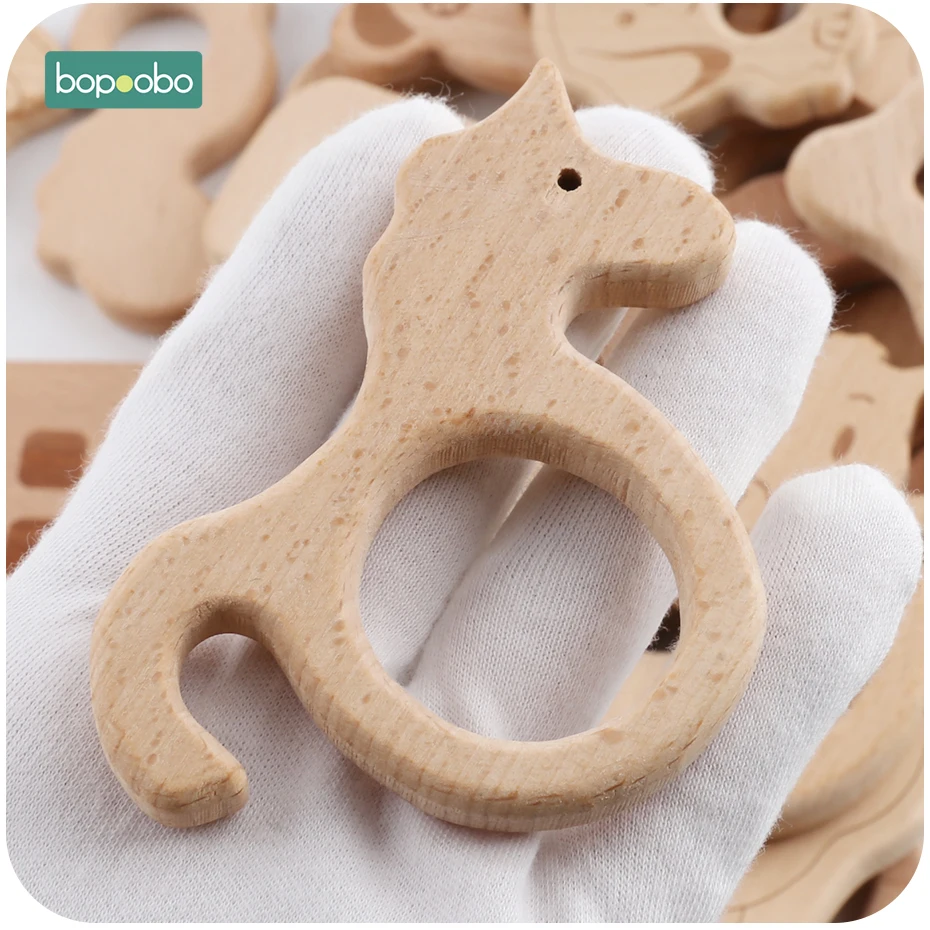 Bopoobo 10 шт. детские игрушки из бука, деревянный кролик, детский браслет для кормления, развивающие игрушки для детей, подарок для ребенка, деревянные погремушки