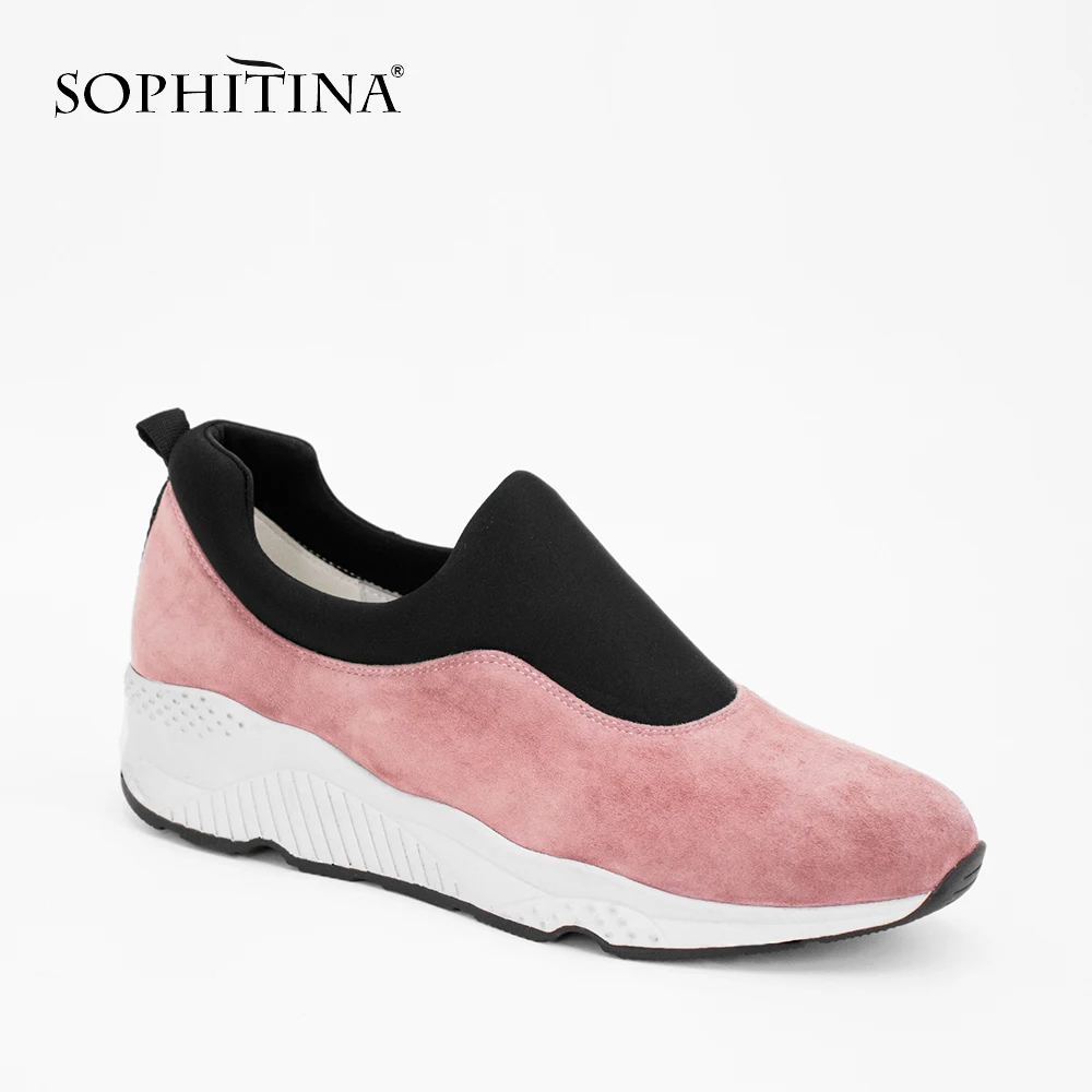 SOPHITINA/Повседневные кроссовки ручной работы цвет розовый черный серый замшевые