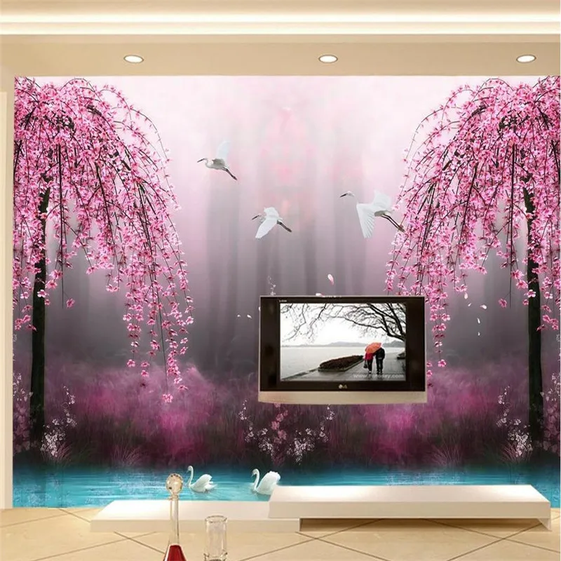 Обои для студийной фотосъемки в спальне с изображением персикового крана озера |