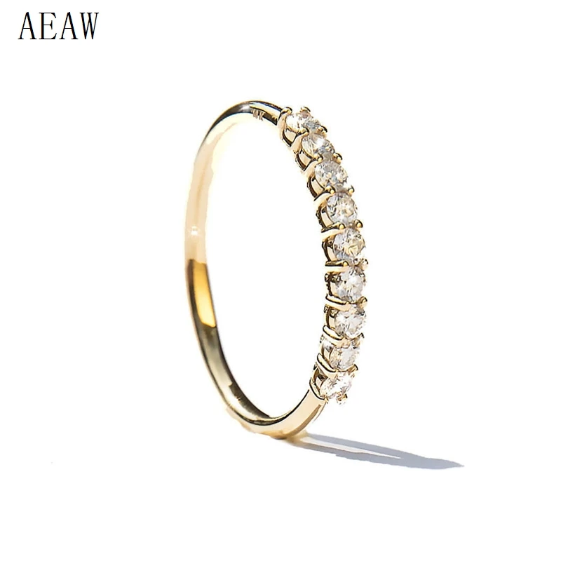 

Трендовое обручальное кольцо 2,0 мм с круглой огранкой, натуральным бриллиантом, 14 к, желтое золото для женщин, 9 шт., кольцо в виде камня