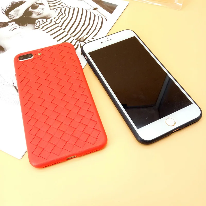 Vintage Woven Square Plaid Cases for iPhone 8 7 6 6S Plus Etui Soft Silicon Hoesjes X XS Max XR Capa Para Case | Мобильные телефоны